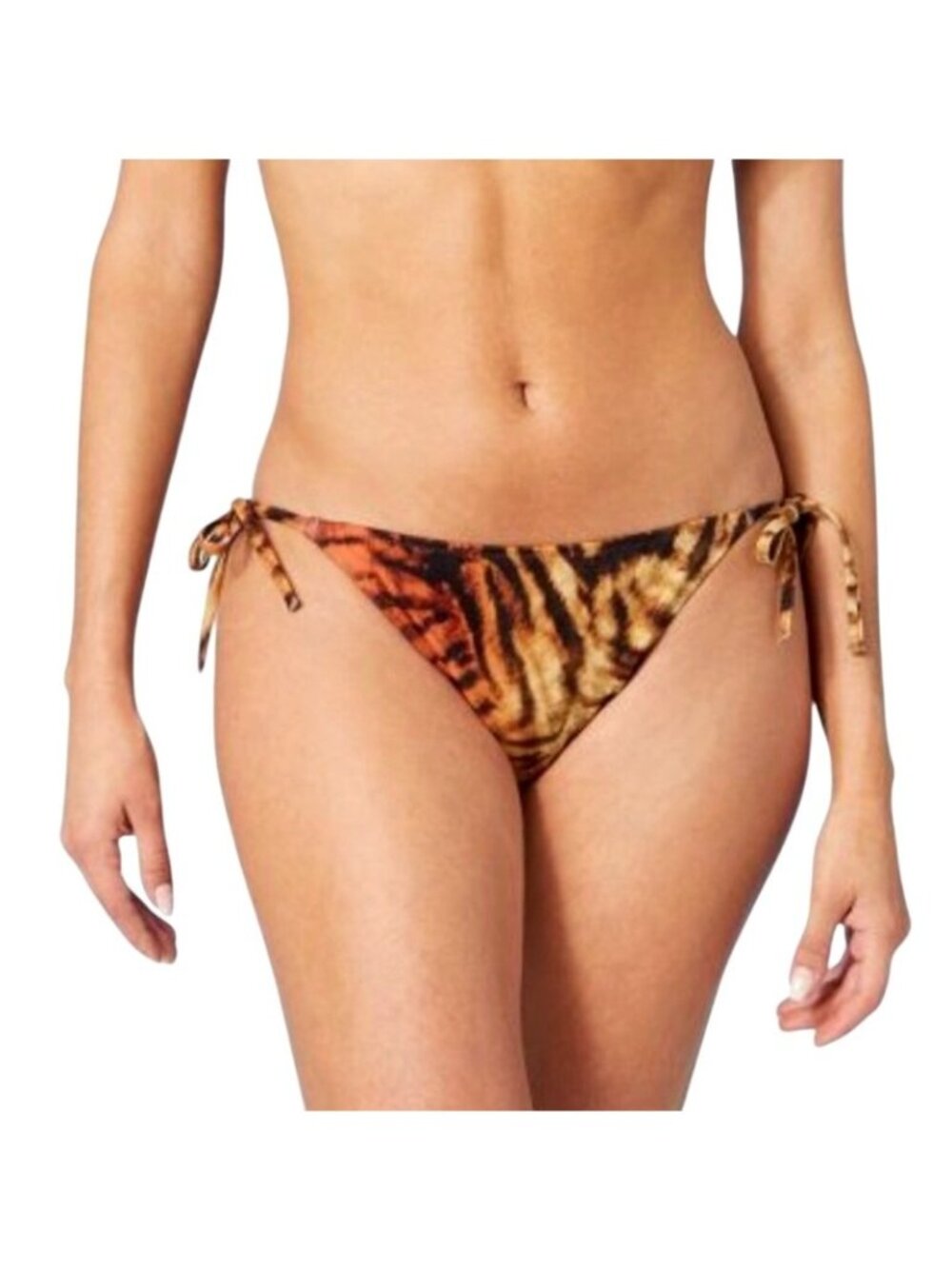 Shade & Shore Tiger Print Cheeky Triangle String Bikini Bottom Bathing Swim S